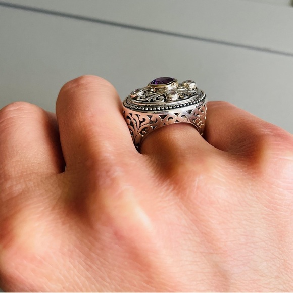 ATR Designer 14k Gold & Sterling Silver Amethyst & Topaz Cocktail Scroll… - Picture 10 of 13